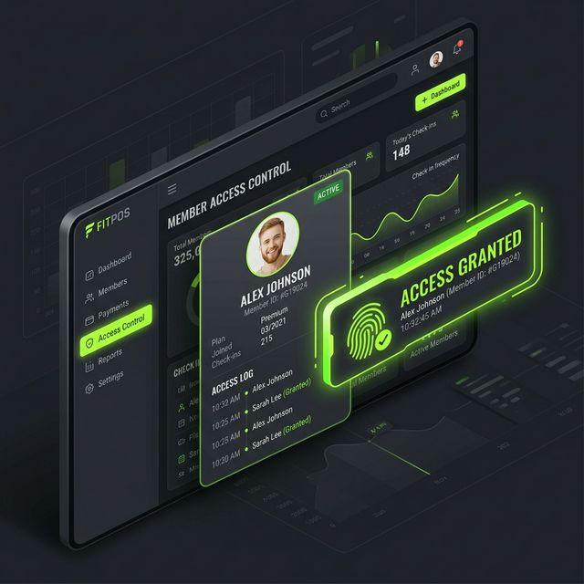 Pantalla de control de acceso de Thanos Punto de Venta mostrando foto de perfil del gimnasio