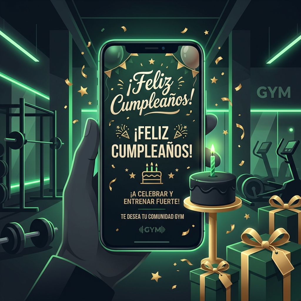 Felicitar cumpleaños a socios de gimnasio